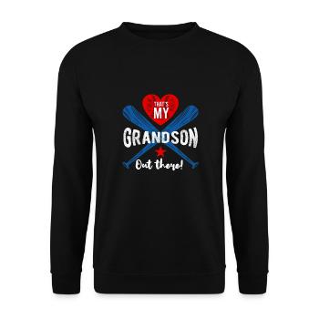 Großvater "Das Ist Mein Enkel Da Draußen" Baseball - Unisex Pullover - Schwarz - Vorne - Alina (178cm) & Michal (187cm)
