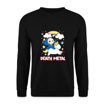 Goth Rock Satan Einhorn Festivals Death Metal - Unisex Pullover - Schwarz - Vorne - Alina (178cm) & Michal (187cm)