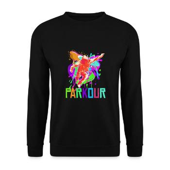 Parkour, Freerunning, Street Workout, Acrobatique - Sweat-shirt Unisexe - noir - Devant - Alina (178cm) & Michal (187cm)