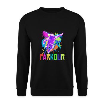 Parkour, Freerunning, Street Workout, Acrobatique - Sweat-shirt Unisexe - noir - Devant - Alina (178cm) & Michal (187cm)