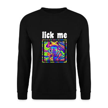 Psychedelic Acid Folk Trance Rock EDM Goa Rave - Unisex Pullover - Schwarz - Vorne - Alina (178cm) & Michal (187cm)