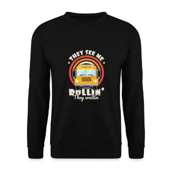 funny bus driver school bus driver saying gift - Unisex Sweatshirt - black - Front - Alina (178cm) & Michal (187cm)