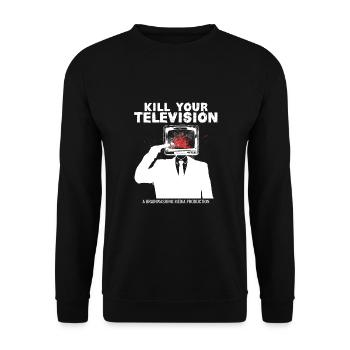 Brainwashing Kill your TV Fake News Portest - Unisex Sweatshirt - black - Front - Alina (178cm) & Michal (187cm)