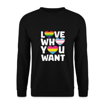 Love Who You Want Gay Pride Month - Unisex Sweatshirt - black - Front - Alina (178cm) & Michal (187cm)