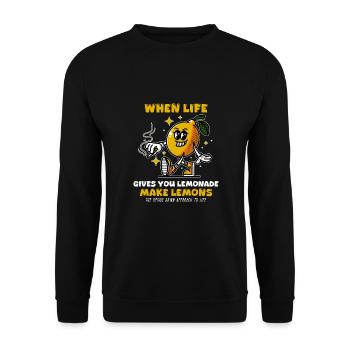 When Life Gives Lemonade Funny Motivation - Unisex Sweatshirt - black - Front - Alina (178cm) & Michal (187cm)
