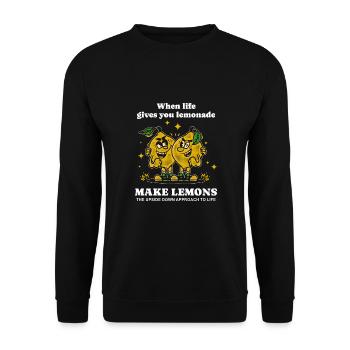 When Life Gives Lemonade Funny Motivation - Unisex Sweatshirt - black - Front - Alina (178cm) & Michal (187cm)