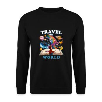 Travel The World Outfit World Travel Wanderlust Travel - Unisex Sweatshirt - black - Front - Alina (178cm) & Michal (187cm)