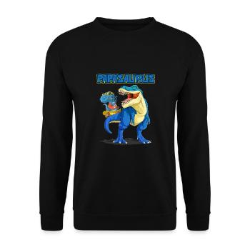 Dad, Papa, Vater, Dino, Dinosaurier für Vatertag - Unisex Pullover - Schwarz - Vorne - Alina (178cm) & Michal (187cm)