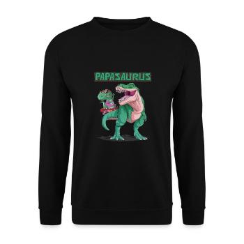 Dad, Papa, Vater, Dino, Dinosaurier für Vatertag - Unisex Pullover - Schwarz - Vorne - Alina (178cm) & Michal (187cm)