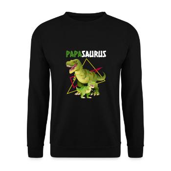 Dad, Papa, Vater, Dino, Dinosaurier für Vatertag - Unisex Pullover - Schwarz - Vorne - Alina (178cm) & Michal (187cm)