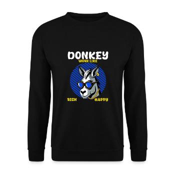 Rich donkey: Hard work pays off, motivation - Unisex Sweatshirt - black - Front - Alina (178cm) & Michal (187cm)