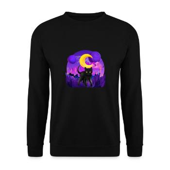 Galactic Katze Vintage Retro Cat Zeitlose Eleganz - Unisex Pullover - Schwarz - Vorne - Alina (178cm) & Michal (187cm)