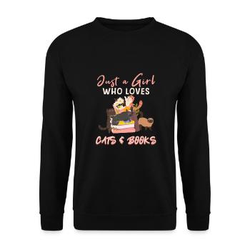 Cats, Cat Lover, Books, Reading, Girl - Unisex Sweatshirt - black - Front - Alina (178cm) & Michal (187cm)