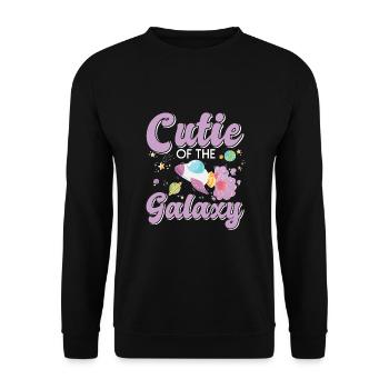 Galaktisch Süß: "Cutie of the Galaxy Mädchen, Girl - Unisex Pullover - Schwarz - Vorne - Alina (178cm) & Michal (187cm)