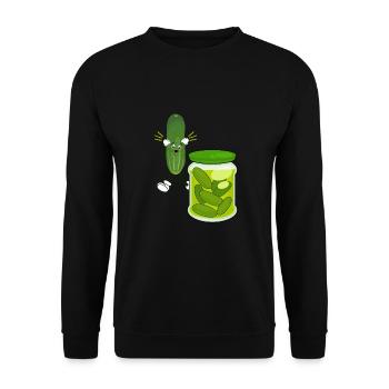 Cheeky Cucumber Jar: Vegetarian, Vegan - Unisex Sweatshirt - black - Front - Alina (178cm) & Michal (187cm)