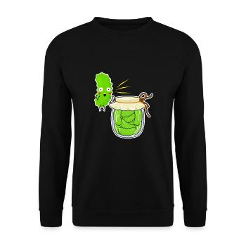 Cheeky Cucumber Jar: Vegetarian, Vegan - Unisex Sweatshirt - black - Front - Alina (178cm) & Michal (187cm)