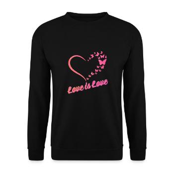 Gender Lesben, Schwule, Trans, Queer Regenbogen - Unisex Pullover - Schwarz - Vorne - Alina (178cm) & Michal (187cm)