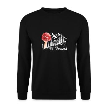 Outfit for mushroom picker with mountains porcini mushroom mushroom - Unisex Sweatshirt - black - Front - Alina (178cm) & Michal (187cm)