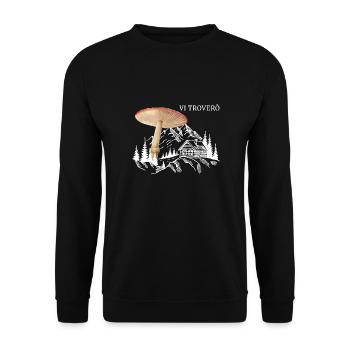 Outfit for mushroom picker with mountains porcini mushroom mushroom - Unisex Sweatshirt - black - Front - Alina (178cm) & Michal (187cm)