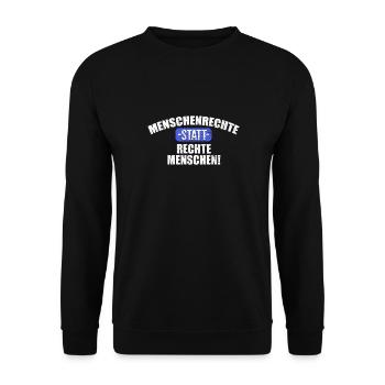 Schönes "gegen Rassismus" Refugees Welcome - Unisex Pullover - Schwarz - Vorne - Alina (178cm) & Michal (187cm)
