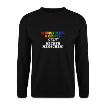 Schönes "gegen Rassismus" Refugees Welcome - Unisex Pullover - Schwarz - Vorne - Alina (178cm) & Michal (187cm)
