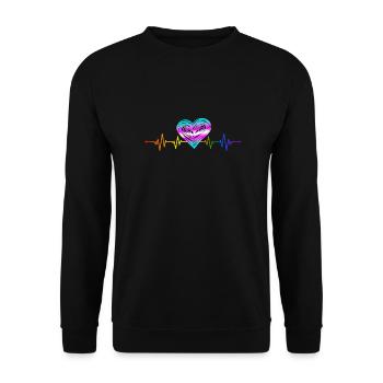 Gender Lesben, Schwule, Trans, Queer Regenbogen - Unisex Pullover - Schwarz - Vorne - Alina (178cm) & Michal (187cm)