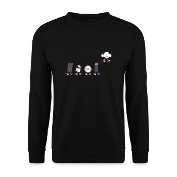 IT Geek, PC Accessories Storage Devices Evolution - Unisex Sweatshirt - black - Front - Alina (178cm) & Michal (187cm)