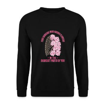 Blumen In Den Dunkelsten Teilen Von Ihnen! - Unisex Pullover - Schwarz - Vorne - Alina (178cm) & Michal (187cm)