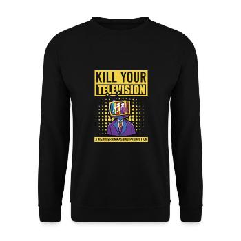 Brainwashing Kill your TV Fake News Portest - Unisex Sweatshirt - black - Front - Alina (178cm) & Michal (187cm)