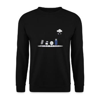 IT Geek, PC Accessories Storage Devices Evolution - Unisex Sweatshirt - black - Front - Alina (178cm) & Michal (187cm)