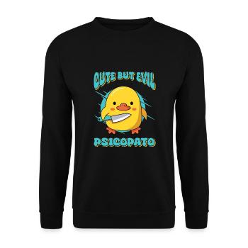 SÜSS ABER BÖSE: PSYCHOPAT Halloween Creepy Horror - Unisex Pullover - Schwarz - Vorne - Alina (178cm) & Michal (187cm)