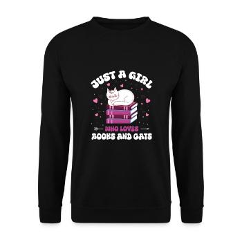 Cats, Cat Lover, Books, Reading, Girl - Unisex Sweatshirt - black - Front - Alina (178cm) & Michal (187cm)