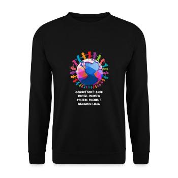 contre le racisme, contre la droite, contre les nazis, l’amour - Sweat-shirt Unisexe - noir - Devant - Alina (178cm) & Michal (187cm)