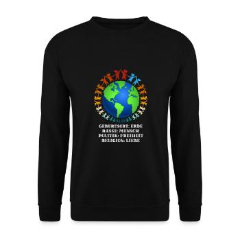 contre le racisme, contre la droite, contre les nazis, l’amour - Sweat-shirt Unisexe - noir - Devant - Alina (178cm) & Michal (187cm)