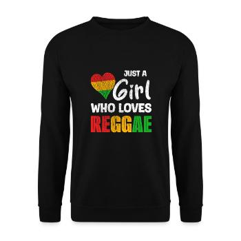Rastafari Girl, Festival Rasta Jamaika Reggae - Unisex Pullover - Schwarz - Vorne - Alina (178cm) & Michal (187cm)