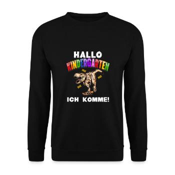 T-Rex Dino Kindergarten Start Children Boys, Girls - Unisex Sweatshirt - black - Front - Alina (178cm) & Michal (187cm)