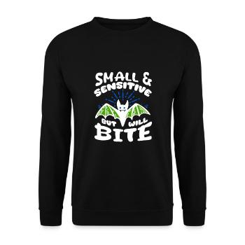 Bat Halloween Small Sensitive But Will Bite - Unisex Sweatshirt - black - Front - Alina (178cm) & Michal (187cm)