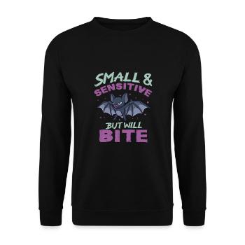 Bat Halloween Small Sensitive But Will Bite - Unisex Sweatshirt - black - Front - Alina (178cm) & Michal (187cm)