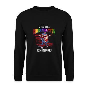 T-Rex Dino Kindergarten Start Children Boys, Girls - Unisex Sweatshirt - black - Front - Alina (178cm) & Michal (187cm)