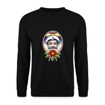 Sailor Barber Mustache Sailor Mustache - Unisex Sweatshirt - black - Front - Alina (178cm) & Michal (187cm)