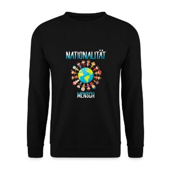 against racism, against the right, against Nazis, love - Unisex Sweatshirt - black - Front - Alina (178cm) & Michal (187cm)