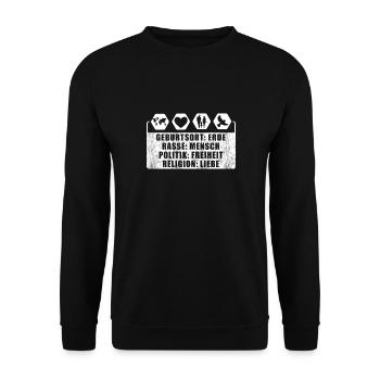 against racism, against the right, against Nazis, love - Unisex Sweatshirt - black - Front - Alina (178cm) & Michal (187cm)