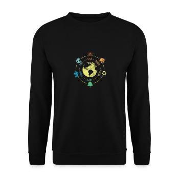 Rette Tiere Recyceln Tag Der Erde, Rette Den Ozean - Unisex Pullover - Schwarz - Vorne - Alina (178cm) & Michal (187cm)