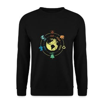 Rette Tiere Recyceln Tag Der Erde, Rette Den Ozean - Unisex Pullover - Schwarz - Vorne - Alina (178cm) & Michal (187cm)
