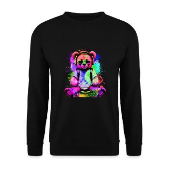 DJ ours, nounours Teddy, dessin animé, musique, concerts festivals - Sweat-shirt Unisexe - noir - Devant - Alina (178cm) & Michal (187cm)
