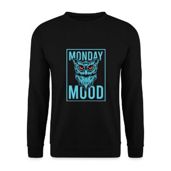 Monday Mood, Eule, Statement funny Montags Montag - Unisex Sweatshirt - black - Front - Alina (178cm) & Michal (187cm)