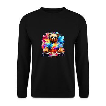 DJ ours, nounours Teddy, dessin animé, musique, concerts festivals - Sweat-shirt Unisexe - noir - Devant - Alina (178cm) & Michal (187cm)