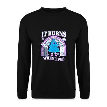 Winter Edition "It Burns when i Pee"! sarkastisch - Unisex Pullover - Schwarz - Vorne - Alina (178cm) & Michal (187cm)