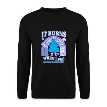 Winter Edition "It Burns when i Pee"! sarkastisch - Unisex Pullover - Schwarz - Vorne - Alina (178cm) & Michal (187cm)