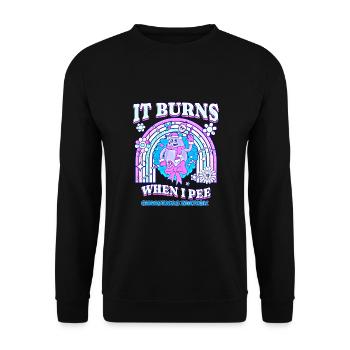 Winter Edition "It Burns when i Pee"! sarkastisch - Unisex Pullover - Schwarz - Vorne - Alina (178cm) & Michal (187cm)